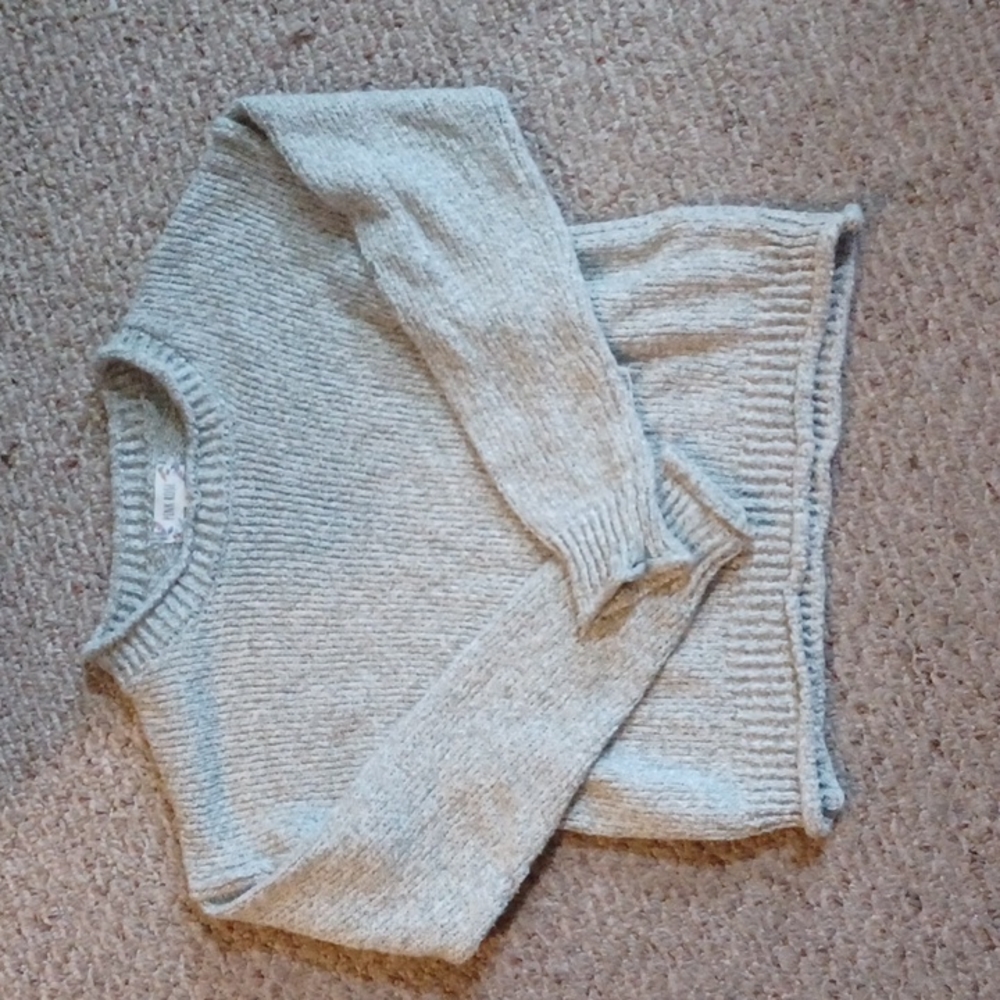 Pink Rose sage green knit sweater